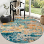 Round Area Rug Living Room: 4 ft Modern Washable Indoor Carpet by FXRHLP