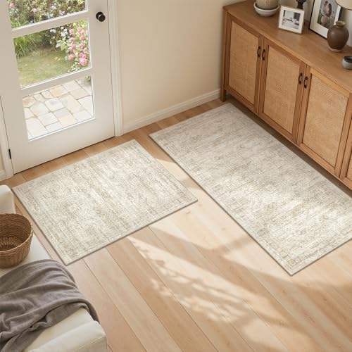Kitchen Rugs Sets of 2, 2x3 2x4 Rug Runner,Beige - Image 4