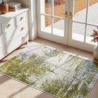 Entrance Rugs Indoor 2x4 Green Entry Rug Washable Abstract Black Small Area Rug Non-Slip Low Pile Throw Rugs for Entryway, Kitchen Floor, Front Door Indoor Door Mat, Bathroom, Bedroom Bedside - Image 2