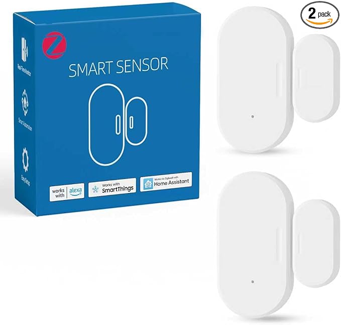 Zigbee Door Sensor 2 Pack, Mini Smart Door Sensor, Home Automation, Kid Safety, Compatible with SmartThings, Alexa, Home Assistant, Aeotec, Hubitat, Homey with Build-in Zigbee Hub, Hub Required