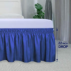 PureFit Wrap Around Ruffled Bed Skirt, Classic Blue, Queen/King - 22" Drop - Image 5