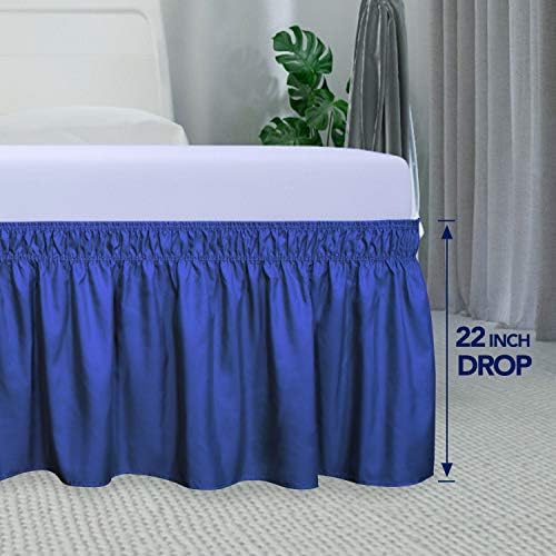 PureFit Wrap Around Ruffled Bed Skirt, Classic Blue, Queen/King - 22" Drop - Image 5