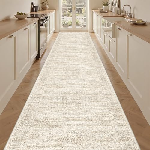 3x20 Runner Rug Non Slip,Washable Hallway Runner Rug,Beige - Image 3