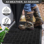 Mibao Front Door Mat Outdoor Entrance, 36" x 24" Heavy Duty Welcome Mat for Outdoor and Indoor, Waterproof Dirt Trapper Doormat, Super Absorbent Indoor Entryway Mat for Patio & Porch - Black - Image 3