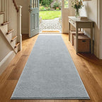 2x8 Light Grey Solid Runner Rug Washable Non-Slip for Kitchen Hallway - Image 2