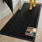 GORILLA GRIP WeatherMAX Door Mat, Indoor Outdoor, 72x24, Black Quatrefoil by GorillaGrip