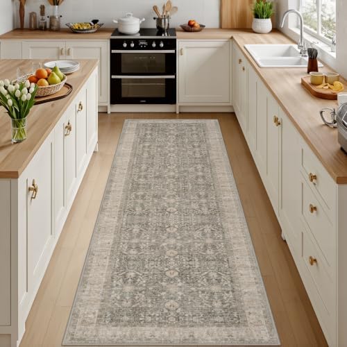 2'6''x14' Hallway Washable Runner Rug: Kitchen Carpet Warm Taupe by Luxturiy