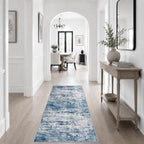 2x5 Washable Runner Rug：Modern Abstract Kitchen Soft Carpet Blue - Image 5