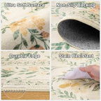 PLHXFR Round Area Rug Living Room: 8 ft Floral Washable Carpet Beige Multi - Image 7