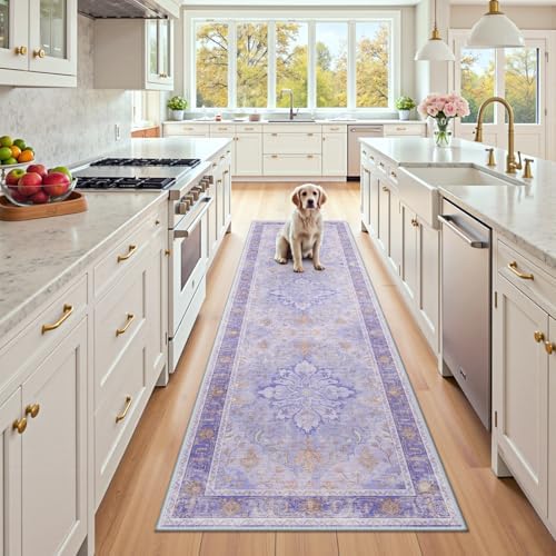 RELEANY Washable Area Rug, Runner 2'6"x8', Purple by RELEANY