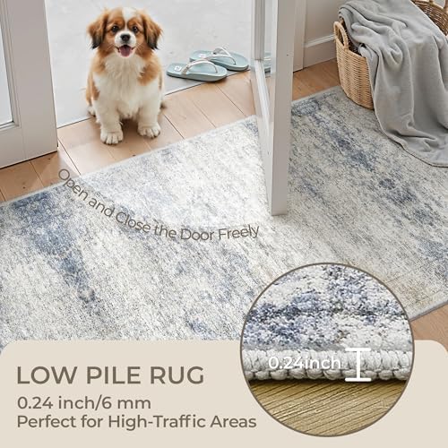 3x16 Runner Rug Non Slip,Washable Hallway Runner Rug,Blue - Image 6