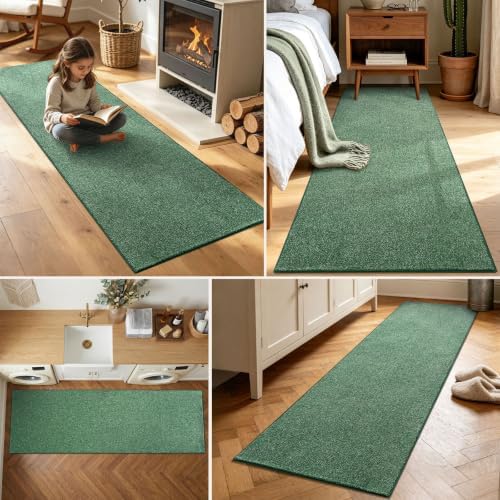 2x6 Green/White Runner Rug Washable Non-Slip for Kitchen Hallway Bathroom - Image 3