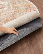 Veken Non Slip Cushioned Rug Pad Gripper, Felt and Silicone Backing, Round 6 Ft, 1/8" Thick Carpet Liner Protector Mat for Area Rugs and Hardwood Floors, with Over 99 Pcs Anti-Slip Strips Pattern by Veken