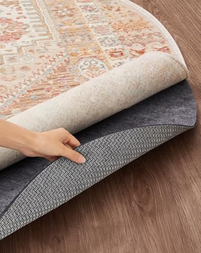 Veken Non Slip Cushioned Rug Pad Gripper, Felt and Silicone Backing, Round 6 Ft, 1/8" Thick Carpet Liner Protector Mat for Area Rugs and Hardwood Floors, with Over 99 Pcs Anti-Slip Strips Pattern by Veken