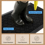 GORILLA GRIP WeatherMAX Door Mat, Indoor Outdoor, 35x23, Black Quatrefoil - Image 4