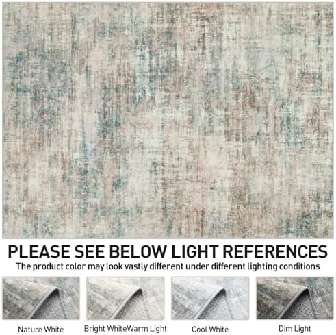 5x7 Area Rugs for Living Room: Washable Abstract Multi Color Bedroom Carpet - Image 7