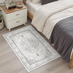 Madane Washable Area Rug 2x3 Small Entryway Rugs Non-Slip, Grey by Madane