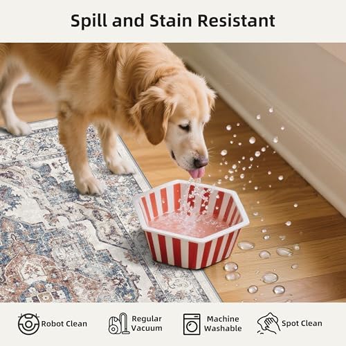 4 Pieces Kitchen Rug Set: Washable Water Resisitant Carpet for Sink Stove Area Soft Floor Mats with Non-Slip Backing for Bathroom Low-Pile Runners for Family with Elderly Dogs(2x3+2x4+2x5+2x6,Brick) - Image 2