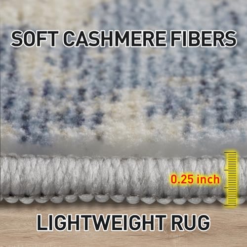 4x6 Area Rugs for Living Room: Washable Abstract Blue Gold Bedroom Carpet - Image 6