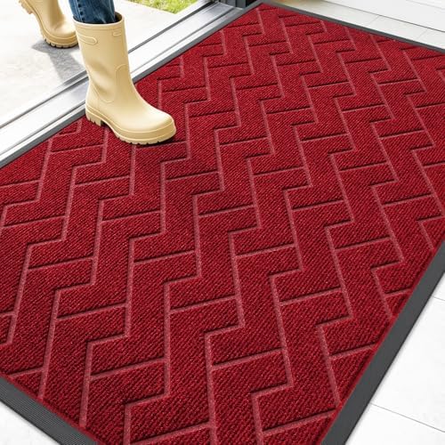 OLANLY Front Door Mat Outside 47x32, All-Season Absorbent Rubber Doormat by OLANLY