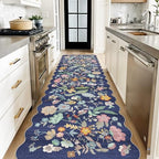 3x10 Long Hallway Runner Rug: Washable Wide 10ft Floral Low-Pile Carpet for Entryway Kitchen Non Slip Soft Living Room Bedroom Floor Mat Cute Area Rugs for Nursery Farmhouse Home Decor(3x10/Purple) by HYHAOYUNLAI