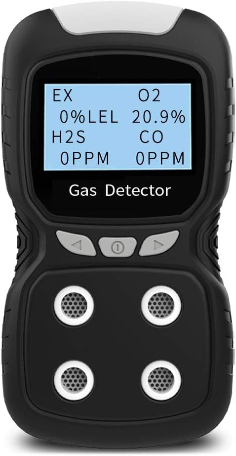 XLA Alert Portable Gas Detector, Gas Clip 4 Gas Monitor Meter Tester Analyzer, Rechargeable LCD Display Sound Light Shock Air Quality Tester, 2 Year Detector…