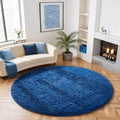 Ophanie Round Rug 6Ft Blue Circle Area Rug, Boys Room Decor, Fluffy Fuzzy Bedroom Carpet, Plush Soft Shaggy Living Room Rugs for Kids Home Aesthetic, Nursery with Over 99 pcs Pile fibers by Ophanie