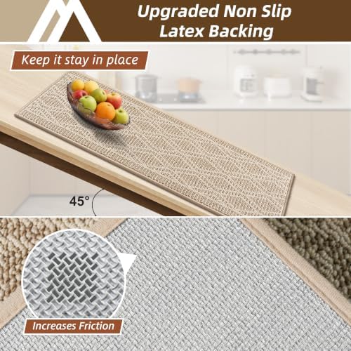 COSY HOMEER Kitchen Rugs Sets of 2 Non-Slip Washable,20”x30“+20”X48“ - Image 3