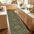 Vacuum-Friendly, 2x10 Washable Area Rug, Green Brown by meejou