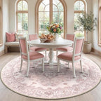 RELEANY Washable Area Rug, Round 7ft, Pink by RELEANY