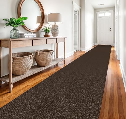EARTHALL Washable Runner Rug, Non Slip Hall Runner, 3x20 Ft, Brown/Coffee - Image 5