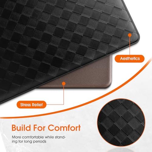 TranquilRelax 2-Piece Kitchen Mats, Cushioned Non-Slip Floor Mats, Black - Image 6