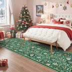 Madane Christmas Hallway Runner Rug 2x8, Soft Washable Green Kitchen Rugs - Image 3