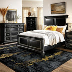 RELEANY Washable 6'x9' Abstract Area Rug for Living Room Black Gold - Image 2