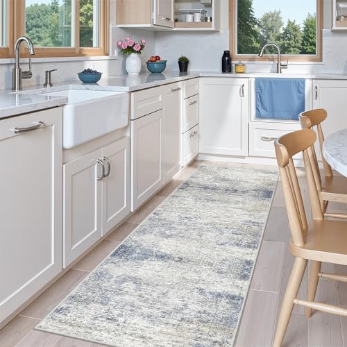 2x6 Runner Rug Non Slip,Washable Hallway Runner Rug,Blue - Image 4