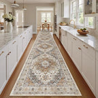 Madane Hallway Runner Rug 2'6''x16' Kitchen Runners Vintage, Turmeric/Grey - Image 4