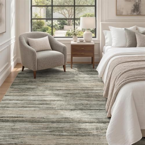 Lofus 5x7 Area Rug for Living Room, Abstract Washable Non-Slip Rugs, Taupe - Image 2
