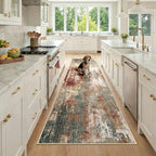 RELEANY Washable Runner 3'x9' Abstract Area Rug for Hallway Rustic Brown by RELEANY