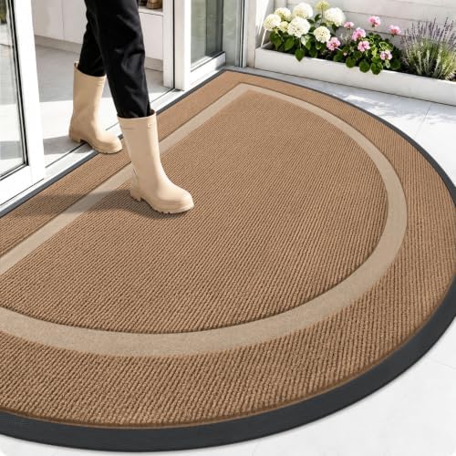 OLANLY Half Circle Front Door Mat Outside 59x34 All-Season Rubber Doormat by OLANLY