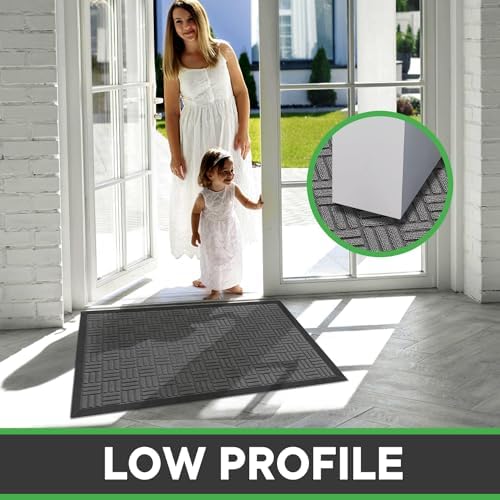 Mibao Front Door Mat Outdoor Entrance, 47" x 24" Heavy Duty Welcome Mat for Outdoor and Indoor, Waterproof Dirt Trapper Doormat, Super Absorbent Indoor Entryway Mat for Patio & Porch - Light Gray - Image 7