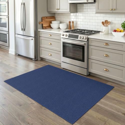 EARTHALL Washable Area Rug, Non Slip Entryway Rug, 4x5 Ft, Heathered Blue - Image 2