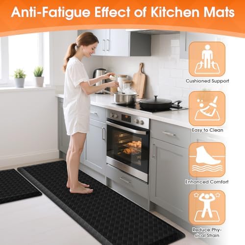 TranquilRelax 4/5 Inch Cushioned Anti Fatigue Kitchen Mats for Floor, Black - Image 4