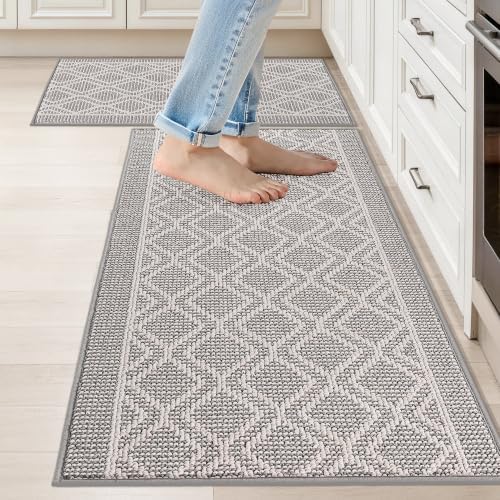 COSY HOMEER Kitchen Rugs Sets of 2 Non-Slip Washable,20”x30“+20”X48“ by COSYHOMEER
