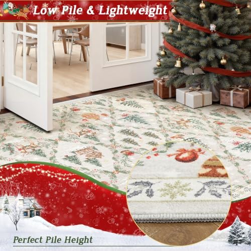 Madane Christmas Runner Rugs for Hallway 2x10, Grey Washable Kitchen Rug - Image 6