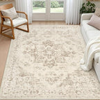 4x6 Area Rugs Living Room: Bedroom Washable Carpet Beige/Ivory by Luxturiy