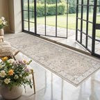 Hallway Washable Runner Rug - 3x10 Kitchen Rugs Entryway Rug Runner Vintage Soft Floor Mat Non Slip Indoor Farmhouse Carpet for Bathroom Living Room Bedroom (3 X 10, Beige) - Image 5