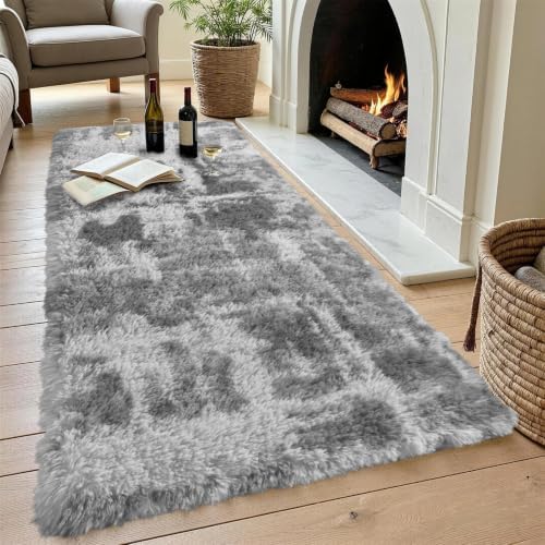 Noahas 2x10 Grey Fluffy Soft Runner Rug Non-Slip for Bedroom Dorm Hallway - Image 4