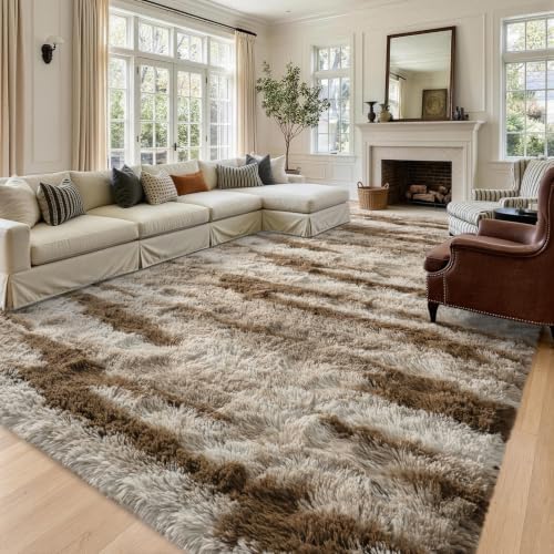 8x10 Extra Large Khaki Fluffy Area Rug Non-Slip for Living Room Bedroom by ModernHomeDecor
