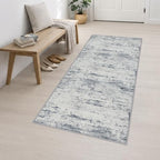 3x8 Washable Runner Rug：Modern Abstract Soft Carpet Blue Grey - Image 3