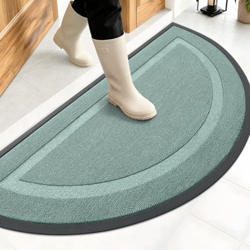 OLANLY Half Circle Front Door Mat Outside 47x23 All-Season Rubber Doormat by OLANLY